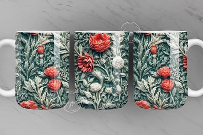 Floral Mug PNG, Wild Flower Mug Sublimation, Watercolor Flower Mug, Earthy Print Mug Design, 11 & 15 Oz Mug Sublimation Wrap, Digital File Sublimation Syre Digital Creations 