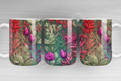 Floral Mug PNG, Wild Flower Mug Sublimation, Watercolor Flower Mug, Earthy Print Mug Design, 11 & 15 Oz Mug Sublimation Wrap, Digital File Sublimation Syre Digital Creations 
