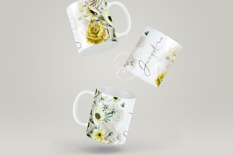 Floral Mug Wrap, Add Your Name Mug Design, Flower Sublimation Wrap, 11 & 15 Oz Mug Cricut Press Sublimation Wrap, Mug Gift Idea, Mug Png Sublimation Syre Digital Creations 