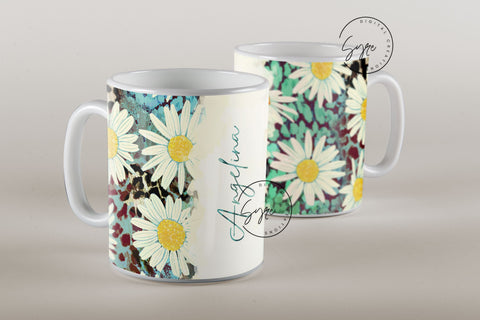 Floral Mug Wrap, Add Your Name Mug Design, Flower Sublimation Wrap, 11 & 15 Oz Mug Cricut Press Sublimation Wrap, Mug Gift Idea, mug png Sublimation Syre Digital Creations 
