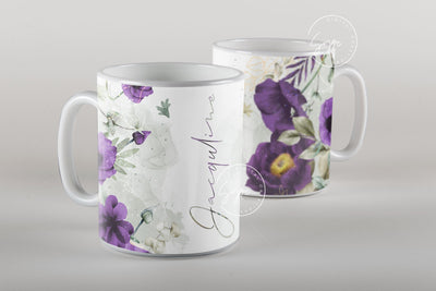 Floral Mug Wrap, Add Your Name Mug Design, Flower Sublimation Wrap, 11 & 15 Oz Mug Cricut Press Sublimation Wrap, Mug Gift Idea, mug png Sublimation Syre Digital Creations 