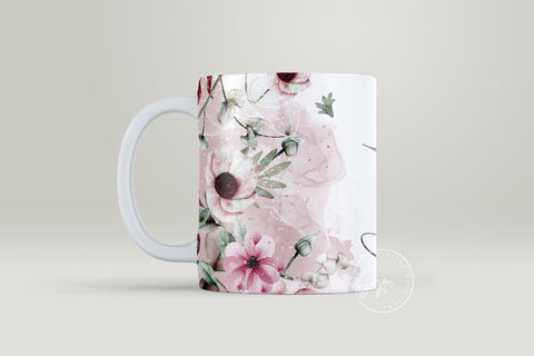 Floral Mug Wrap, Add Your Name Mug Design, Flower Sublimation Wrap, 11 & 15 Oz Mug Cricut Press Sublimation Wrap, Mug Gift Idea, mug png Sublimation Syre Digital Creations 