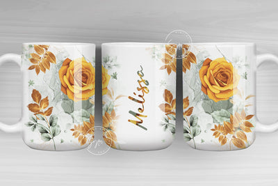 Floral Mug Wrap, Add Your Name Mug Design, Flower Sublimation Wrap, 11 & 15 Oz Mug Press Sublimation Wrap, Mug Gift Idea, Mug png Sublimation Syre Digital Creations 