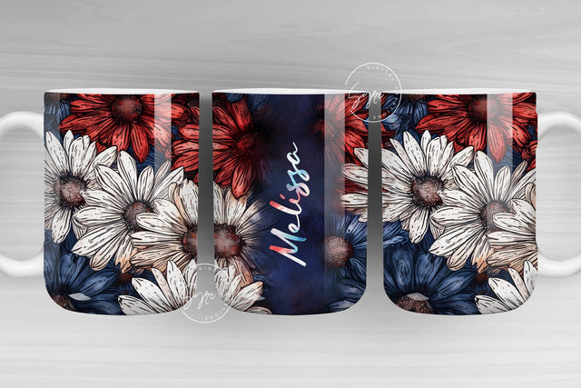Floral Mug Wrap, Add Your Name Mug Design, Flower Sublimation Wrap, 11 & 15 Oz Mug Press Sublimation Wrap, Mug Gift Idea, Mug png Sublimation Syre Digital Creations 