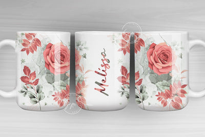 Floral Mug Wrap, Add Your Name Mug Design, Flower Sublimation Wrap, 11 & 15 Oz Mug Press Sublimation Wrap, Mug Gift Idea, Mug png Sublimation Syre Digital Creations 