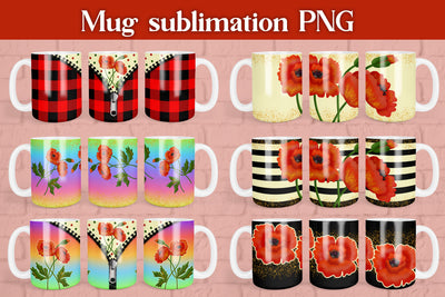 Floral mug wrap | Poppies sublimation Sublimation Svetana Studio 