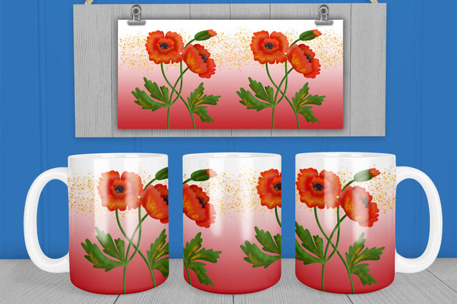 Floral mug wrap | Poppies sublimation Sublimation Svetana Studio 