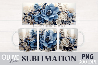Floral Mug Wrap Sublimation PNG Sublimation Ollive Studio 