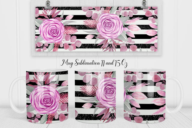 floral mug wrap Sublimation WatercolorColorDream 