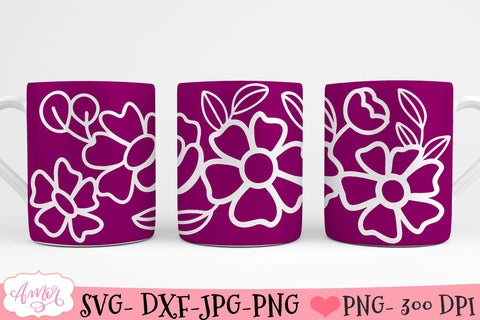 Floral mug wrap SVG for infusible ink SVG Amorclipart 