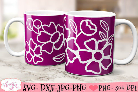 Floral mug wrap SVG for infusible ink SVG Amorclipart 