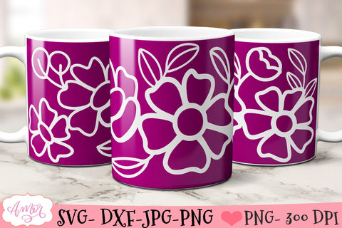 Floral mug wrap SVG for infusible ink SVG Amorclipart 