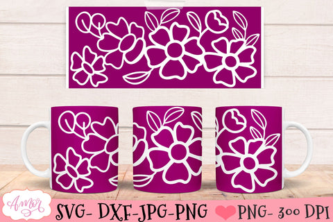 Floral mug wrap SVG for infusible ink SVG Amorclipart 