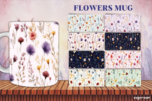 Floral Mug Wraps Bundle | 11 oz | Sublimation Sublimation SvgOcean 