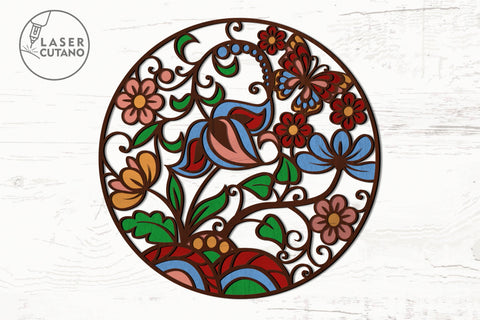 Floral Multilayer Decoration Laser Cut Template SVG LaserCutano 