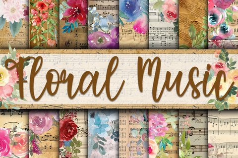 Floral Music Digital Papers Digital Pattern Old Market 