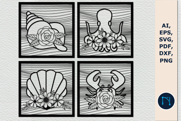 floral mussel wave wall decor SVG bundle SVG MD JOYNAL ABDIN 