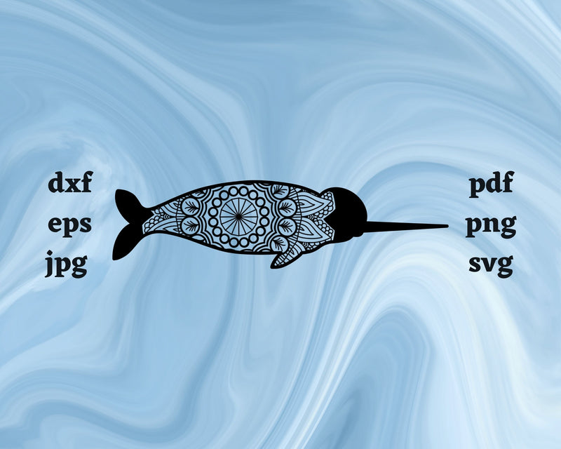 Floral Narwhal SVG Cut File SVG Northern Light SVG 