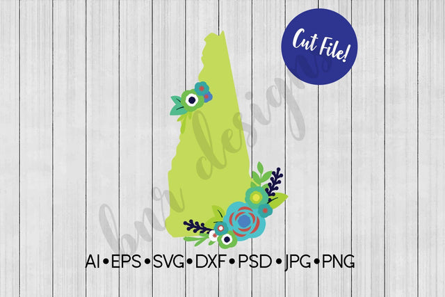 Floral New Hampshire SVG SVG BNRDesignShop 