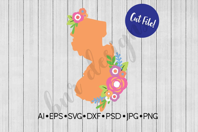 Floral New Jersey SVG SVG BNRDesignShop 