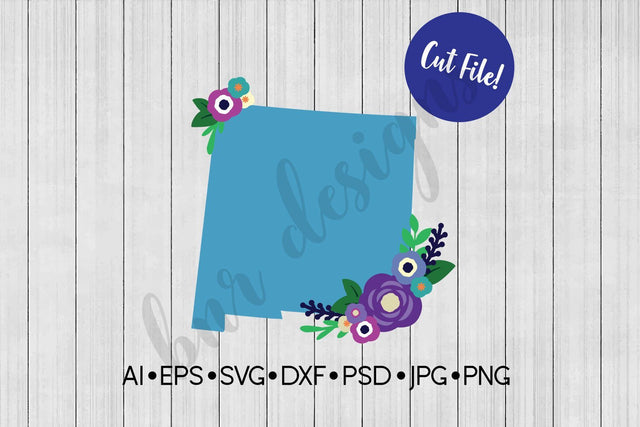 Floral New Mexico SVG SVG BNRDesignShop 