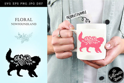 Floral Newfoundland Dog svg file for cricut, for silhouette, cut eps, cutting png, cuttable dxf, Instant Download design SVG Loveleen Kaur 