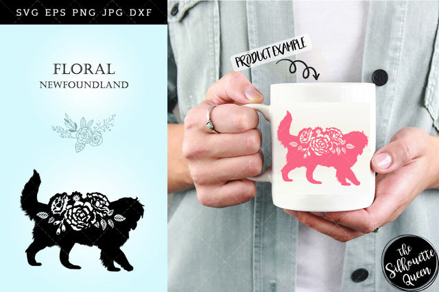 Floral Newfoundland Dog svg file for cricut, for silhouette, cut eps, cutting png, cuttable dxf, Instant Download design SVG Loveleen Kaur 