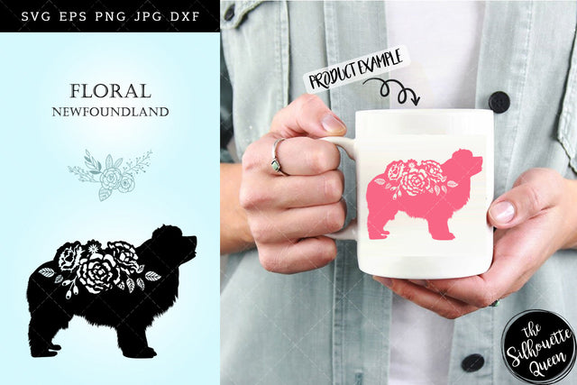 Floral Newfoundland Dog svg file for cricut, for silhouette, cut eps, cutting png, cuttable dxf, Instant Download design SVG Loveleen Kaur 