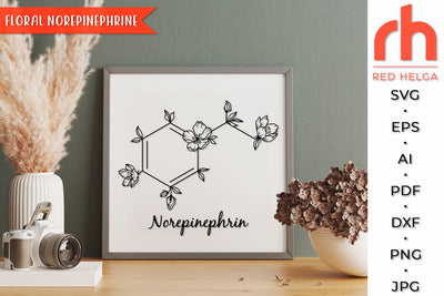 Floral Norepinephrine SVG - Flower Molecule Cut File SVG RedHelgaArt 