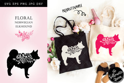 Floral Norwegian Elkhound Dog svg file for cricut, for silhouette, cut eps, cutting png, cuttable dxf, Instant Download design SVG Loveleen Kaur 