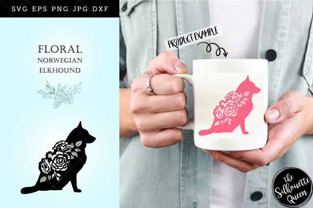 Floral Norwegian Elkhound Dog svg file for cricut, for silhouette, cut eps, cutting png, cuttable dxf, Instant Download design SVG Loveleen Kaur 