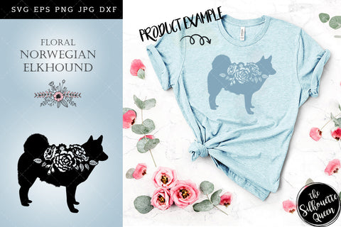 Floral Norwegian Elkhound Dog svg file for cricut, for silhouette, cut eps, cutting png, cuttable dxf, Instant Download design SVG Loveleen Kaur 