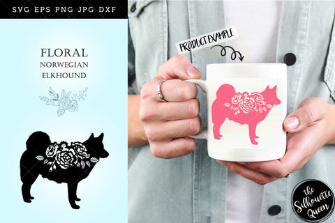 Floral Norwegian Elkhound Dog svg file for cricut, for silhouette, cut eps, cutting png, cuttable dxf, Instant Download design SVG Loveleen Kaur 