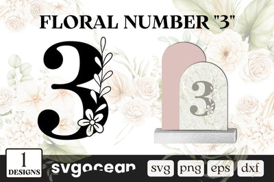 Floral Number 3 SVG SvgOcean 