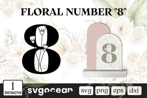 Floral Number 8 SVG SvgOcean 