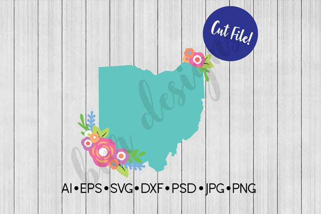 Floral Ohio SVG SVG BNRDesignShop 
