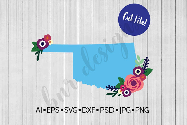 Floral Oklahoma SVG SVG BNRDesignShop 