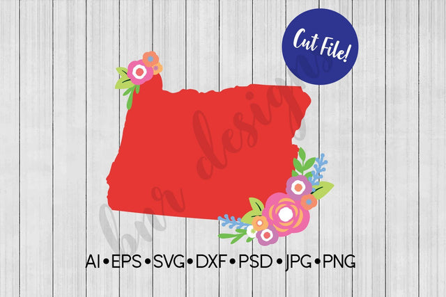 Floral Oregon SVG SVG BNRDesignShop 