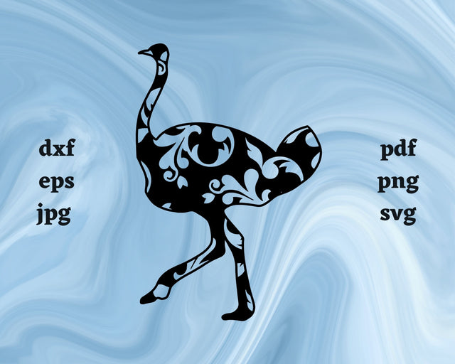Floral Ostrich SVG Cut File SVG Northern Light SVG 