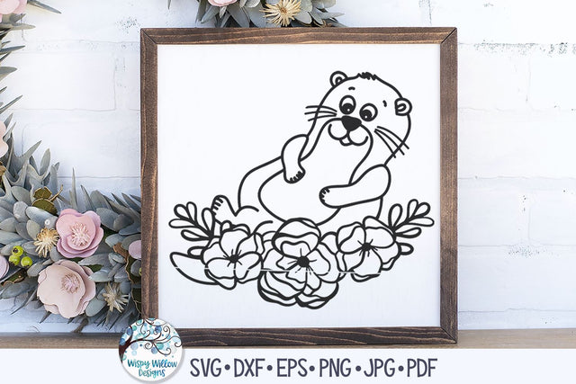 Floral Otter SVG SVG Wispy Willow Designs 