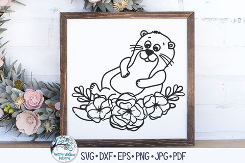 Floral Otter SVG SVG Wispy Willow Designs 