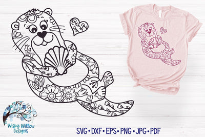 Floral Otter SVG SVG Wispy Willow Designs 