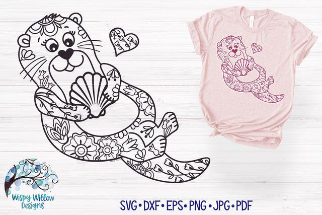 Floral Otter SVG SVG Wispy Willow Designs 