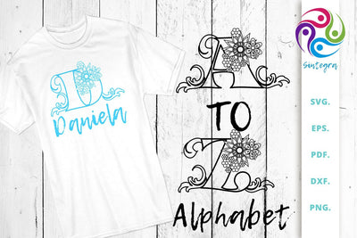 Floral Outlined Alphabet, Letter A to Z, SVG Cut Files SVG Sintegra 