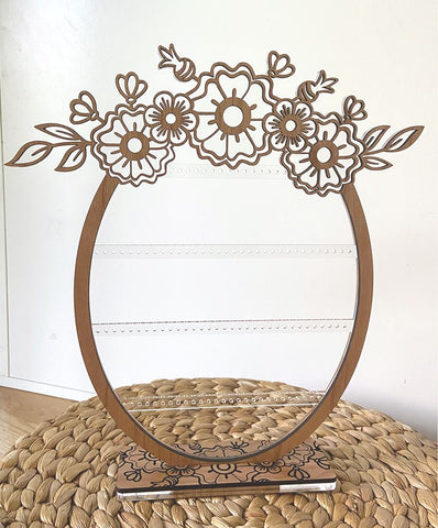 Floral Oval Earring Stand File for Glowforge or Laser Cutter SVG Wispy Willow Designs 