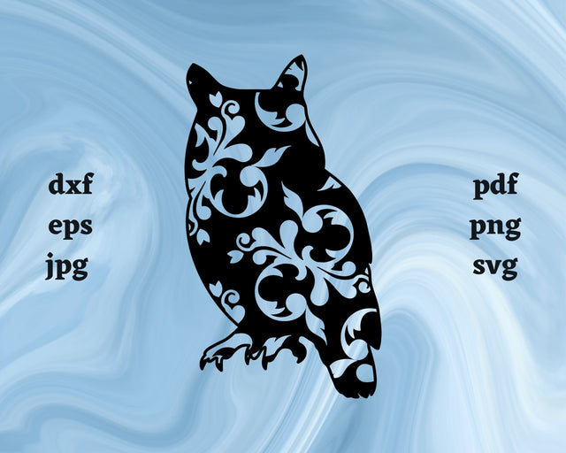 Floral Owl SVG Cut File SVG Northern Light SVG 