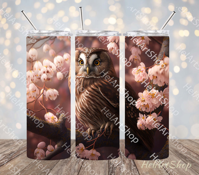 Floral Owl Tumbler PNG Sublimation, Skinny Tumbler PNG Sublimation _HelArtShop_ 