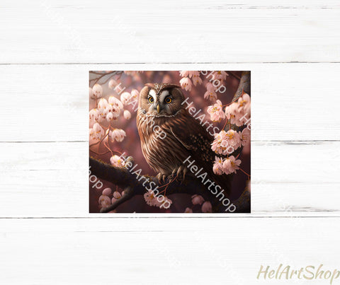 Floral Owl Tumbler PNG Sublimation, Skinny Tumbler PNG Sublimation _HelArtShop_ 