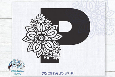 Floral P SVG SVG Wispy Willow Designs 