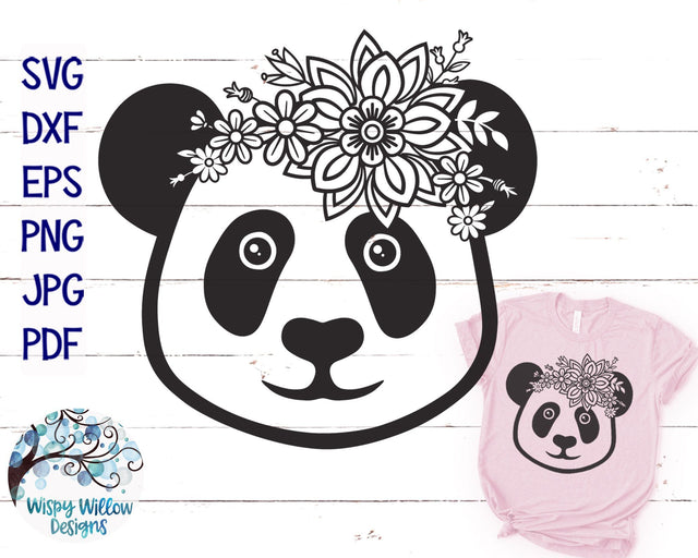 Floral Panda SVG Cut File SVG Wispy Willow Designs 